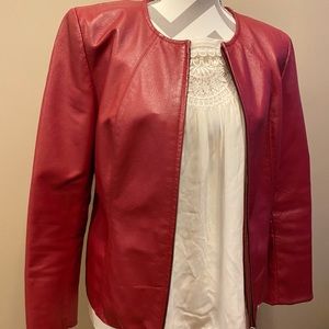 Ladies Red Leather Jacket